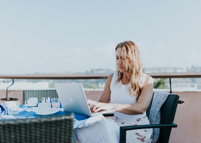 A woman working from remote setting